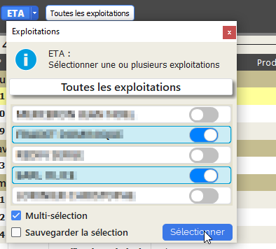 Sélection ETA